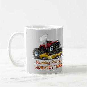 Cool Monster Truck Crushing a Car Drawing Coffee Mug