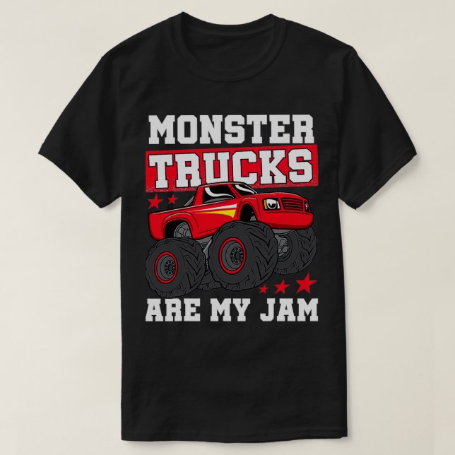 Cool Monster Trucks Are My Jam Kids Boys amp Girls T-Shirt (Design Front)