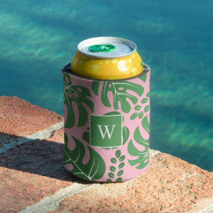 Cool Monstera Leaves Monogrammed Can Cooler