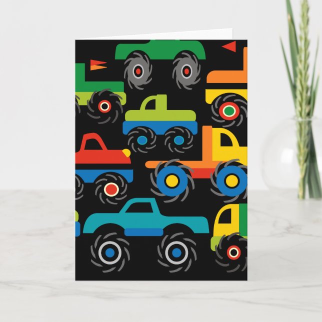 Cool Monsters Trucks Transportation Gifts for Boys Card (Front)