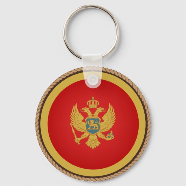 Cool Montenegro Flag Seal Key Ring (Front)