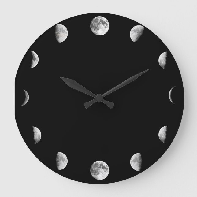 Cool Moon Phases Minimal Novelty Wall Clock (Front)