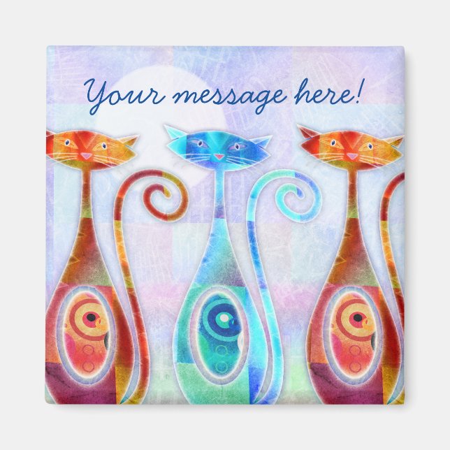 Cool Moonkats Custom Textured Collage Magnet (Front)