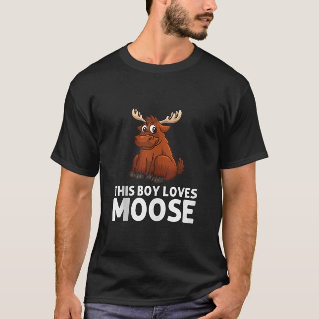 Cool Moose For Boys Kids Deer Alaska Moose Lovers  T-Shirt (Front)