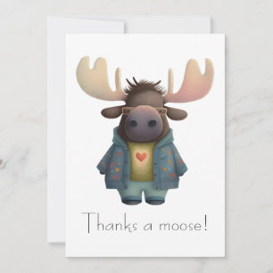 Cool Moose in Fancy Jacket and Glasses  Thank You Card