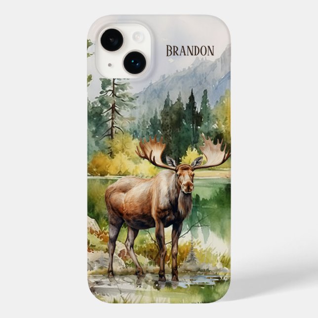 Cool moose lovers add name Case-Mate iPhone case (Back)