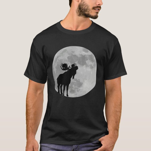 Cool Moose  Moon    Howling Moose T-Shirt (Front)