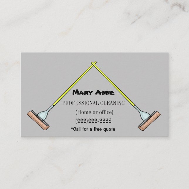 Cool Mops Design Professional Cleaning Business Card (Front)