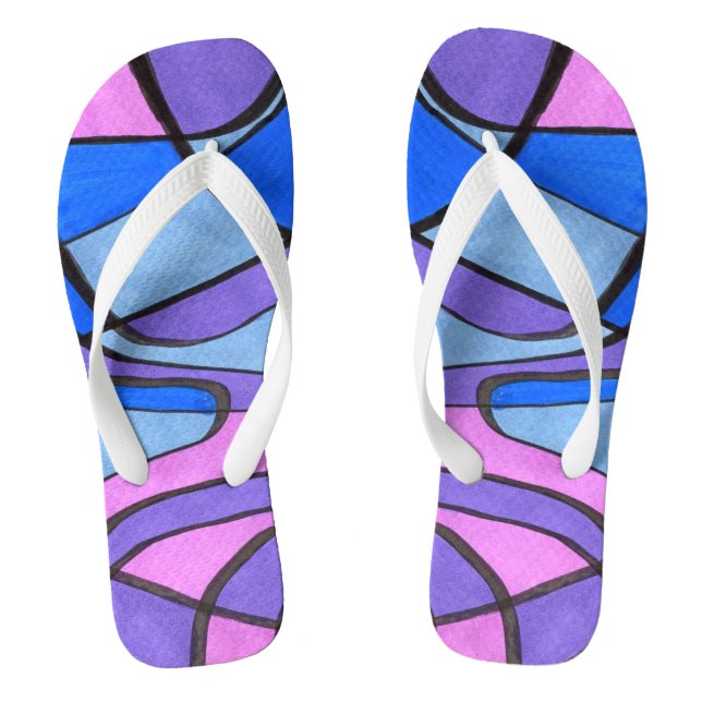 "Cool Morning" abstract flip flops. Thongs (Footbed)