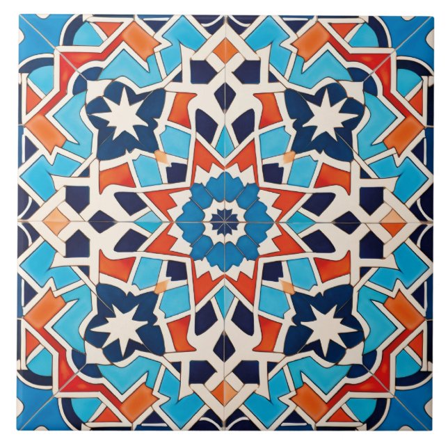 Cool Moroccan themed pattern Ceramic Tile (Front)