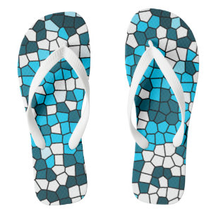 Cool mosaic pattern l Trendy blue l Summer Thongs