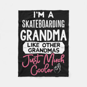 Cool Mothers Day Design Skateboarding Grandma Fleece Blanket