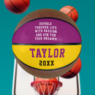 Cool Motivational Colourful Name And Date Birthday Basketball