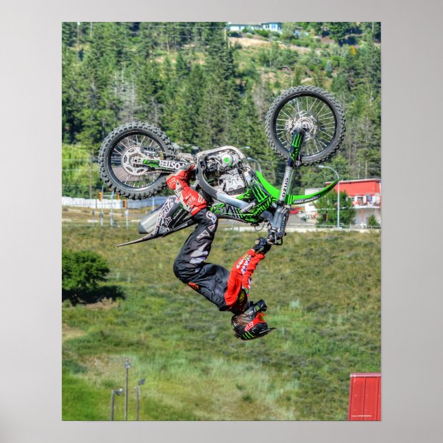 Cool Motocross Extreme Freestyle Stunt Art 1 Poster (Front)