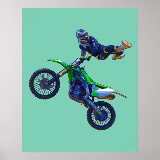 Cool Motocross Extreme Freestyle Stunt Art 5 Poster (Front)