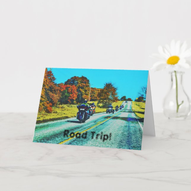 Cool Motorcycle Art Road Trip Art Card (Small Plant)