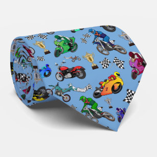 Cool Motorcycle Illustrations Pattern Tie