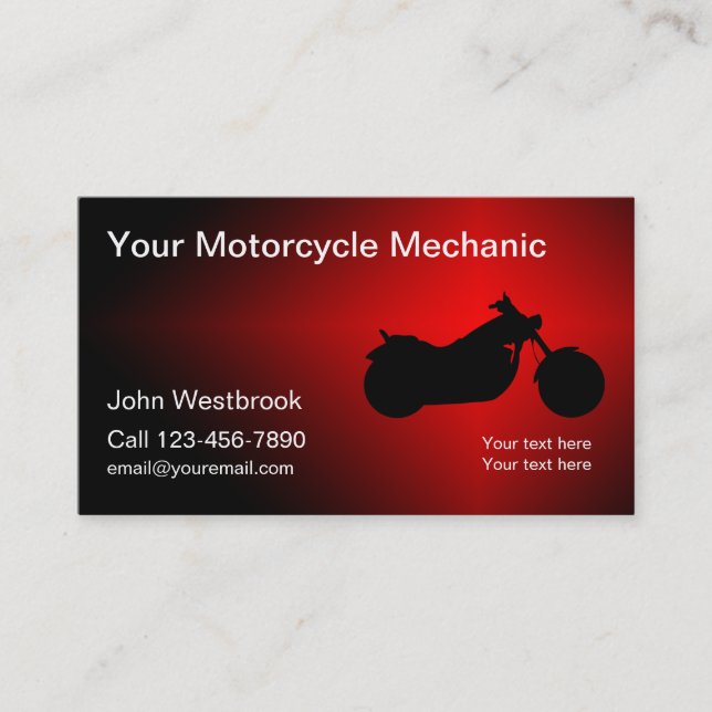 Cool Motorcycle Mechanic Theme Business Card (Front)