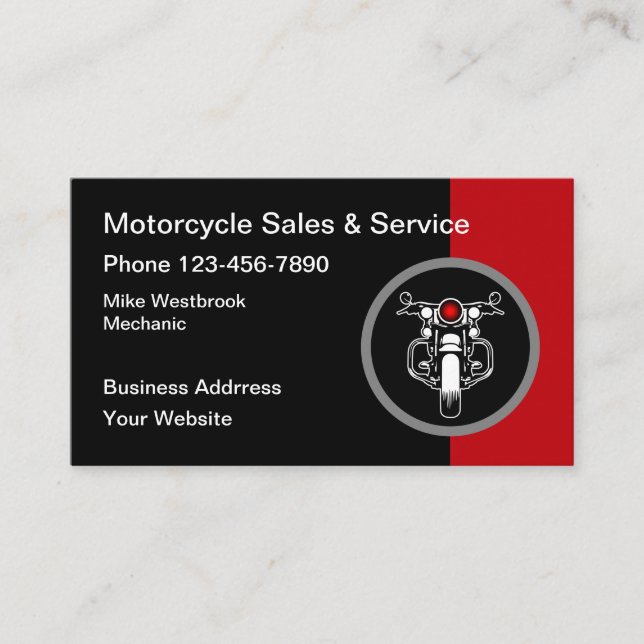 Cool Motorcycle Theme Business Cards (Front)
