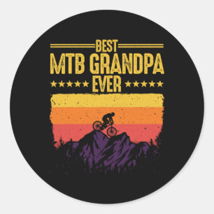 Cool Mountain Bike Art For Men Grandpa Mountain Bi Classic Round Sticker