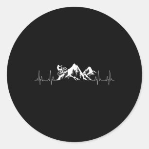 Cool Mountain Bike Gift Heartbeat Funny Biking Rid Classic Round Sticker