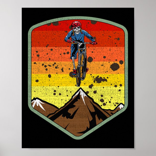 Cool Mountain Biking Skeleton Zombie Skull Mtb Bmx Poster (Front)