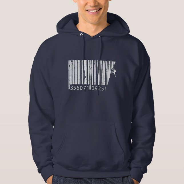 Cool Mountain Climber Man Colourful Barcode Hoodie (Front)