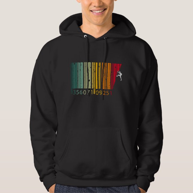 Cool Mountain Climber Man Colourful Barcode Hoodie (Front)