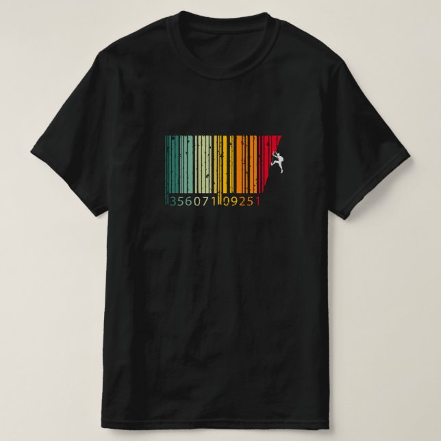 Cool Mountain Climber Man Colourful Barcode T-Shirt (Design Front)