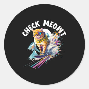 Cool mountain skier snowboard for men women kids classic round sticker