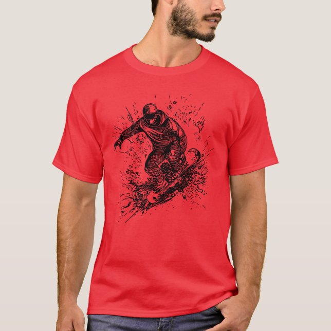Cool Mountain Sports Jump Style Snowboard Move ret T-Shirt (Front)