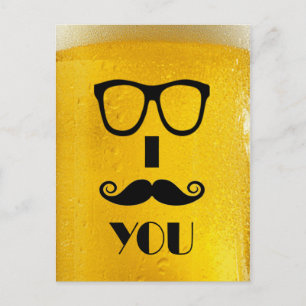 cool moustache on a beer effect image postcard