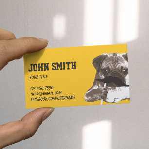 Cool Moustache Pug Business Card