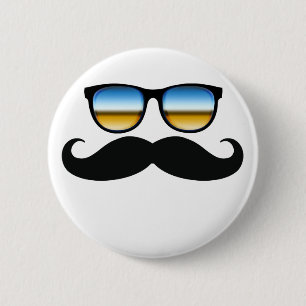 Cool Moustache under Shades 6 Cm Round Badge