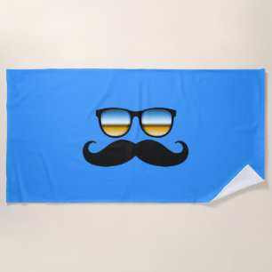 Cool Moustache under Shades Beach Towel