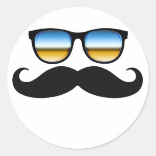 Cool Moustache under Shades Classic Round Sticker
