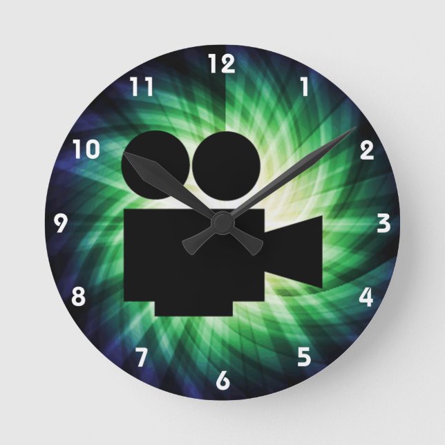Cool Movie Camera; Video Film Round Clock (Front)