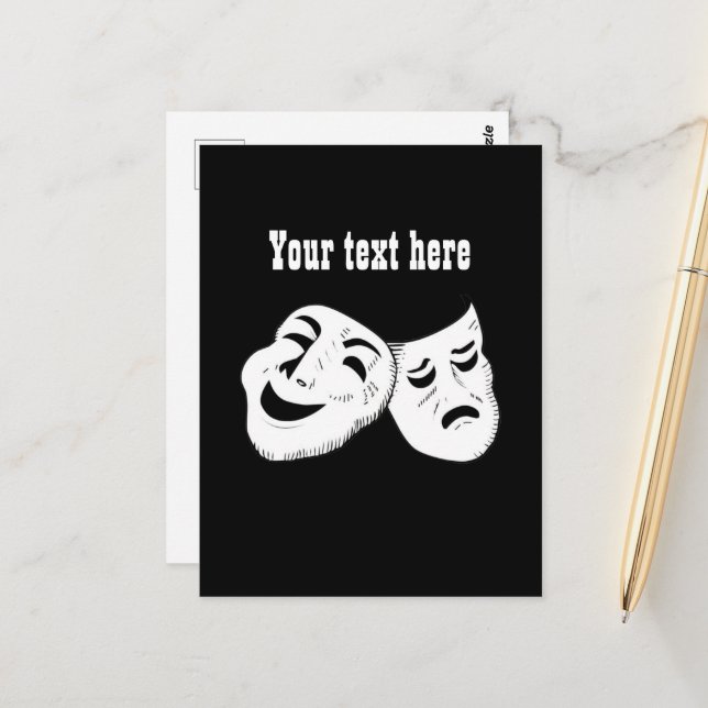 Cool movie masks customisable postcard (Front/Back In Situ)