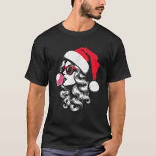 Cool Mrs Claus Blowing Pink Bubblegum Christmas Xm T-Shirt