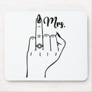 Cool Mrs. Just Married Wife Wedding Finger Ring Br Mouse Pad