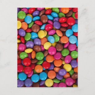 cool multi coloured chocolate buttons postcard