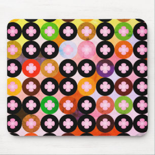Cool Multi Coloured Circles & Pink Clovers Mouse Pad
