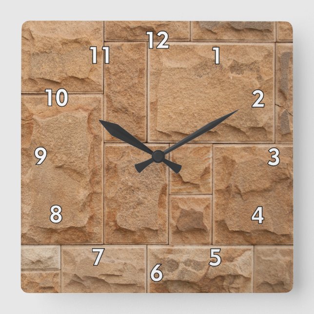 Cool Multi-Shape Stone Wall Square Wall Clock (Front)