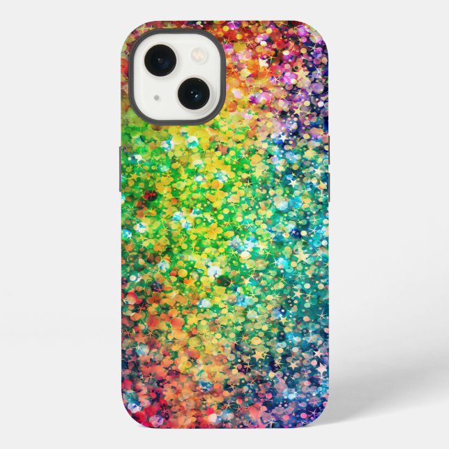 Cool Multicolor Retro Glitter & Sparkles Pattern 2 iPhone Case (Back)