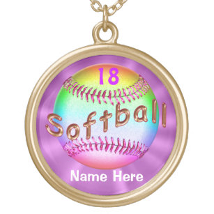 Cool Multicolored Personalised Softball Necklaces