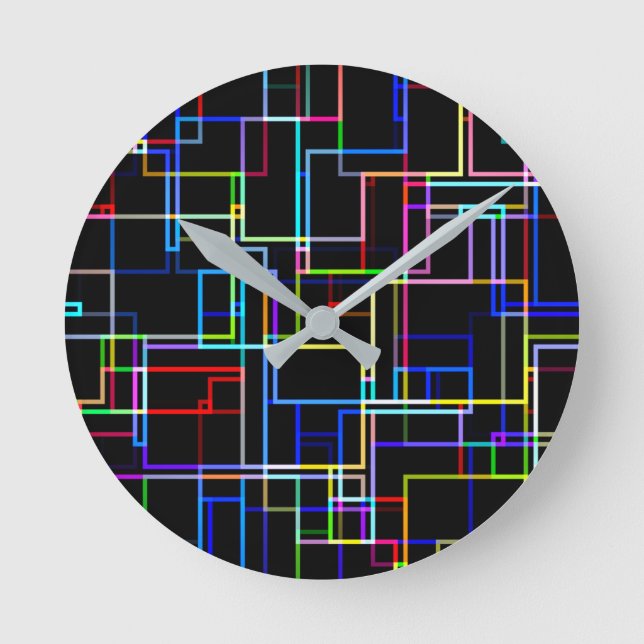 COOL Multicolored Striped Pattern Round Clock (Front)