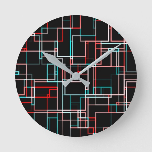 COOL Multicolored Striped Pattern Round Clock (Front)