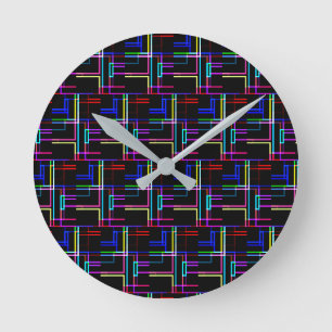 COOL Multicolored Striped Pattern Round Clock