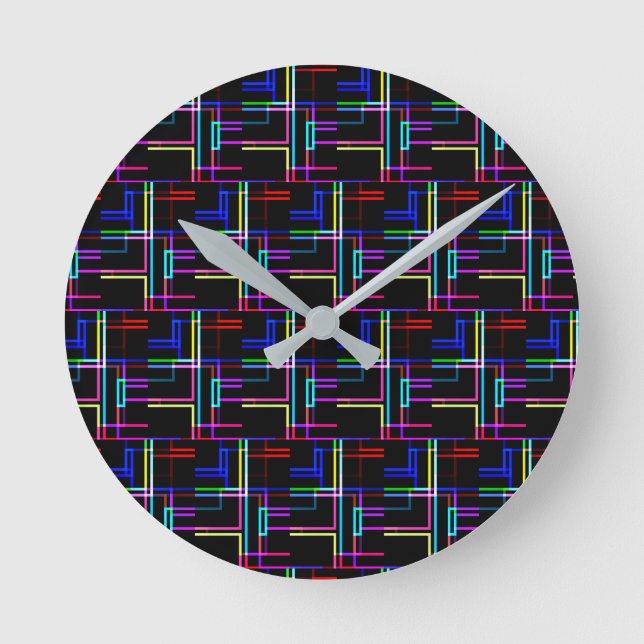 COOL Multicolored Striped Pattern  Round Clock (Front)