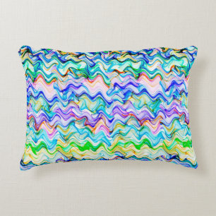 Cool Multicolored Wavy Zig Zag Pattern Decorative Cushion